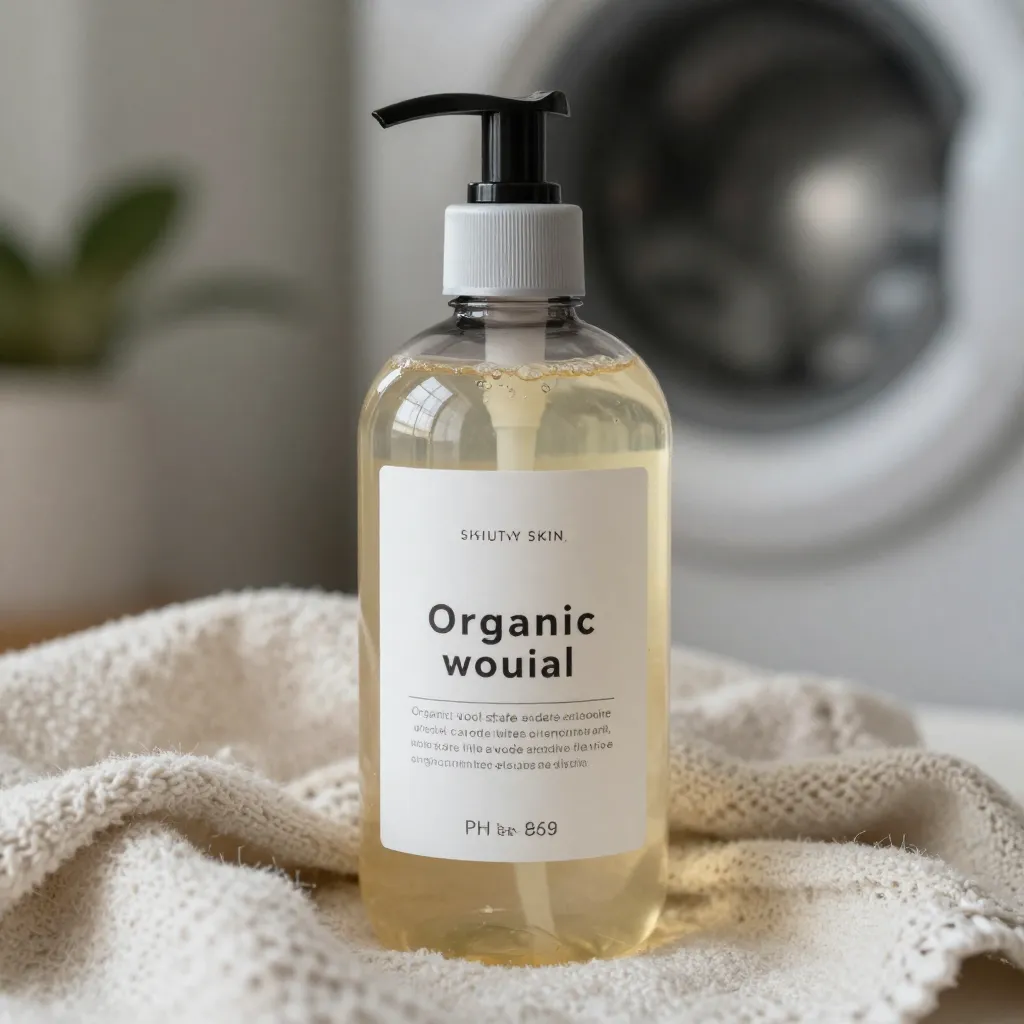 Natural laundry care products arranged beautifully
